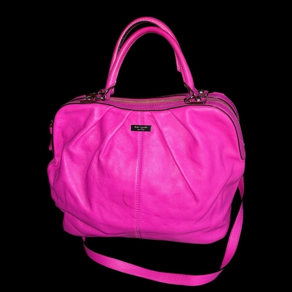 Kate Spade New York Large Fuchsia Pink Leather Satchel with strap